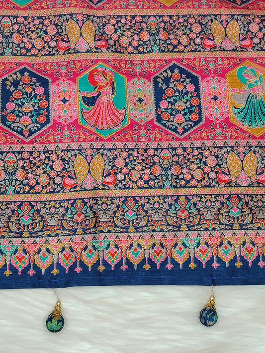 Jaipuri Ivory Silk Saree | SSJS413