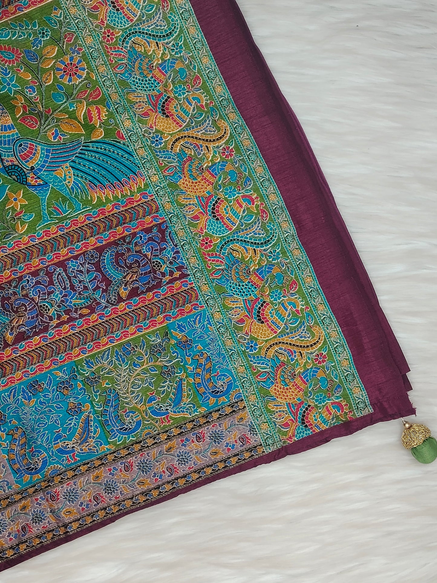 Jaipuri Ivory Silk Saree | SSJS413