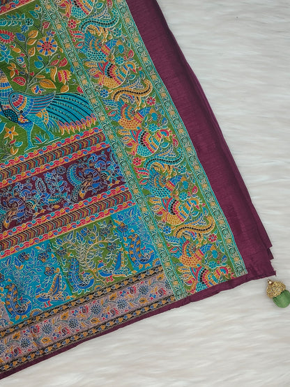 Jaipuri Ivory Silk Saree | SSJS413