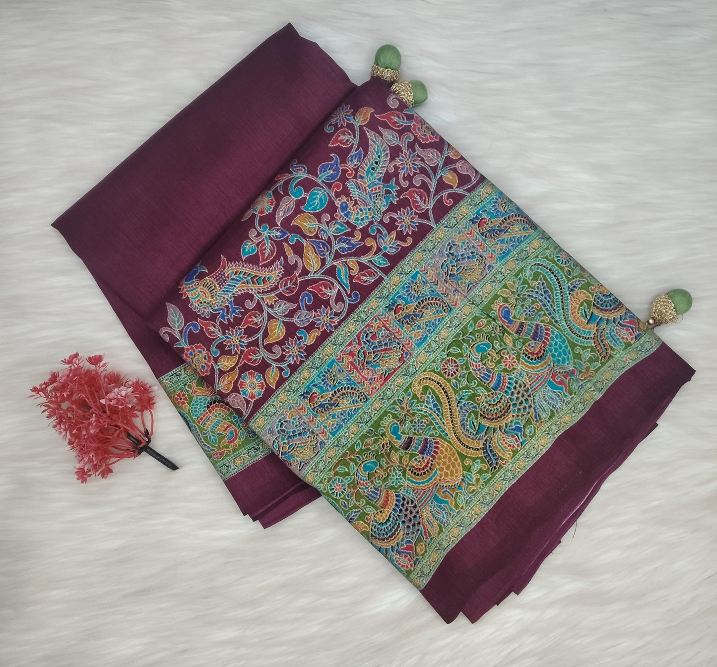 Jaipuri Ivory Silk Saree | SSJS413