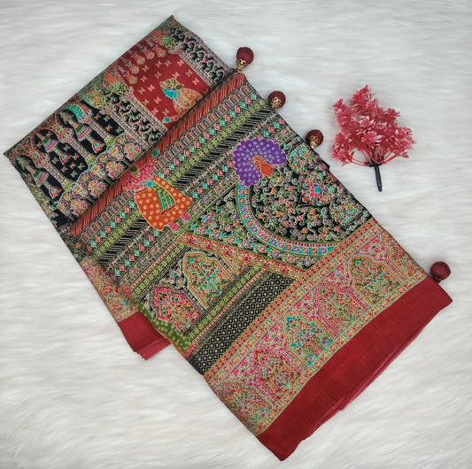 Jaipuri Ivory Silk Saree | SSJS413