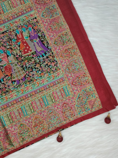 Jaipuri Ivory Silk Saree | SSJS413