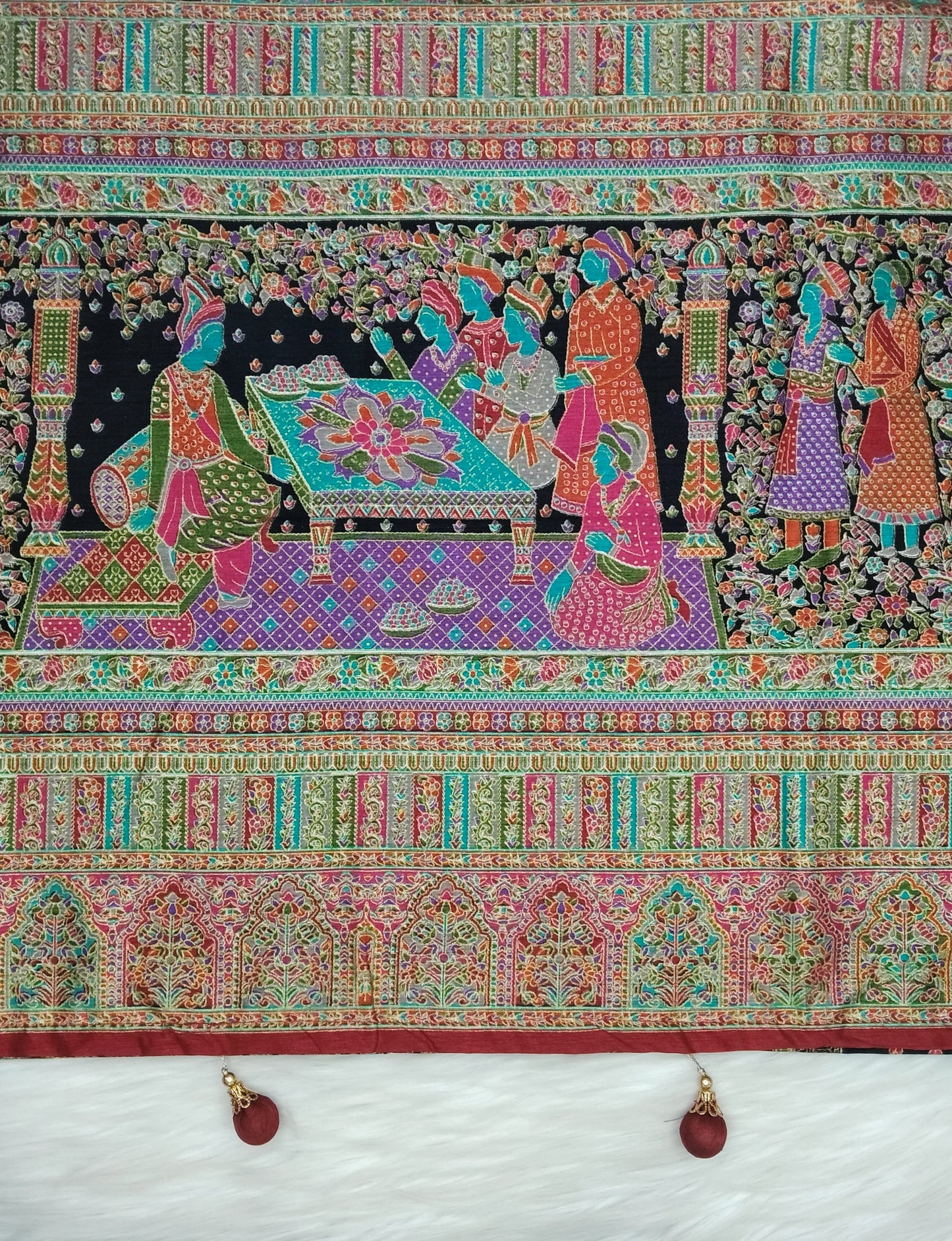 Jaipuri Ivory Silk Saree | SSJS413