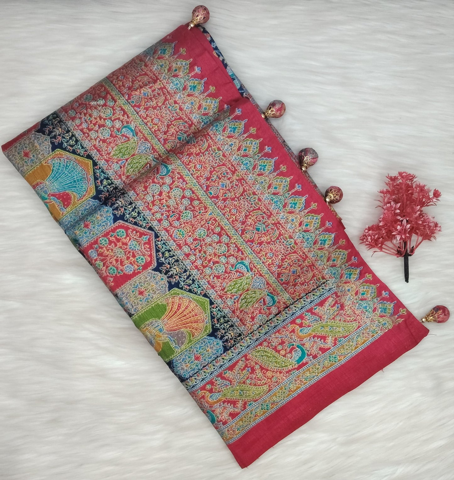 Jaipuri Ivory Silk Saree | SSJS413