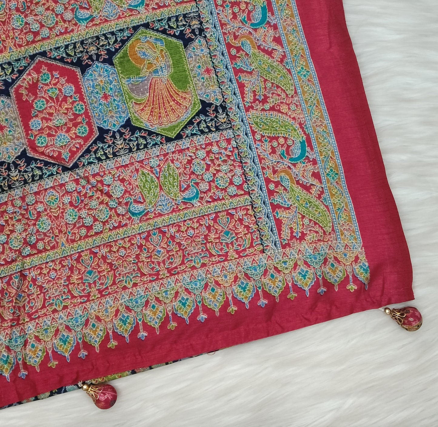 Jaipuri Ivory Silk Saree | SSJS413