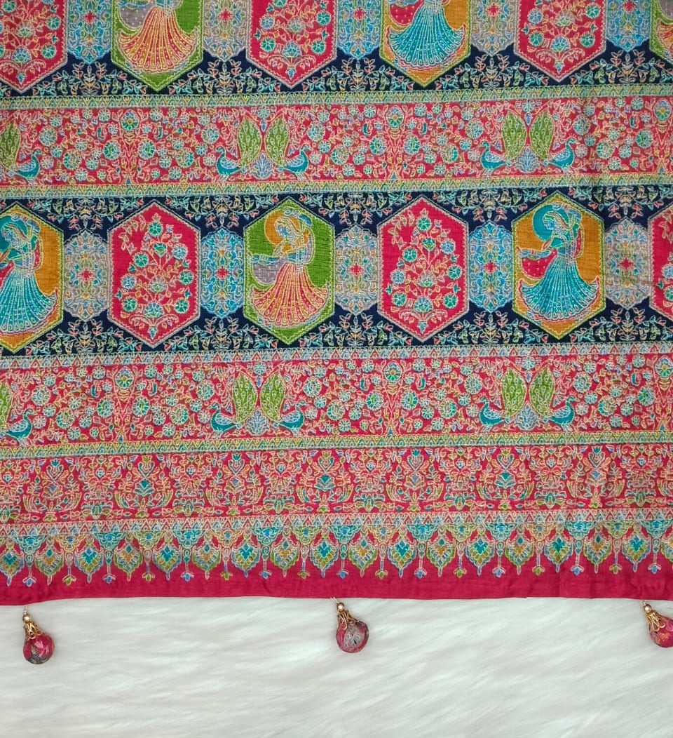 Jaipuri Ivory Silk Saree | SSJS413