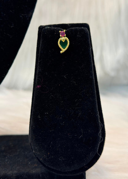 Green Leaf Ruby Stone Necklace Set B10 | SSGL044