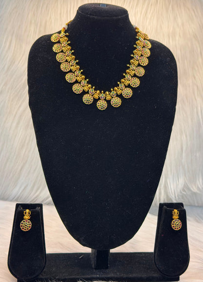 Lakshmi Flower Kemp Necklace Set B10 | SSLF045
