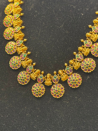 Lakshmi Flower Kemp Necklace Set B10 | SSLF045
