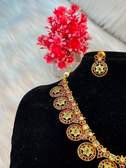 Traditional Ruby Stone Necklace Set B10 | SSTR047