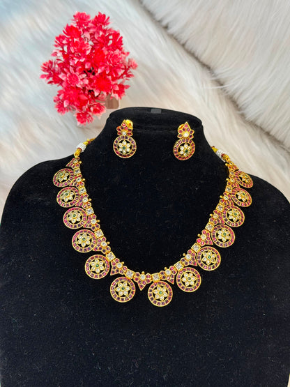 Traditional Ruby Stone Necklace Set B10 | SSTR047