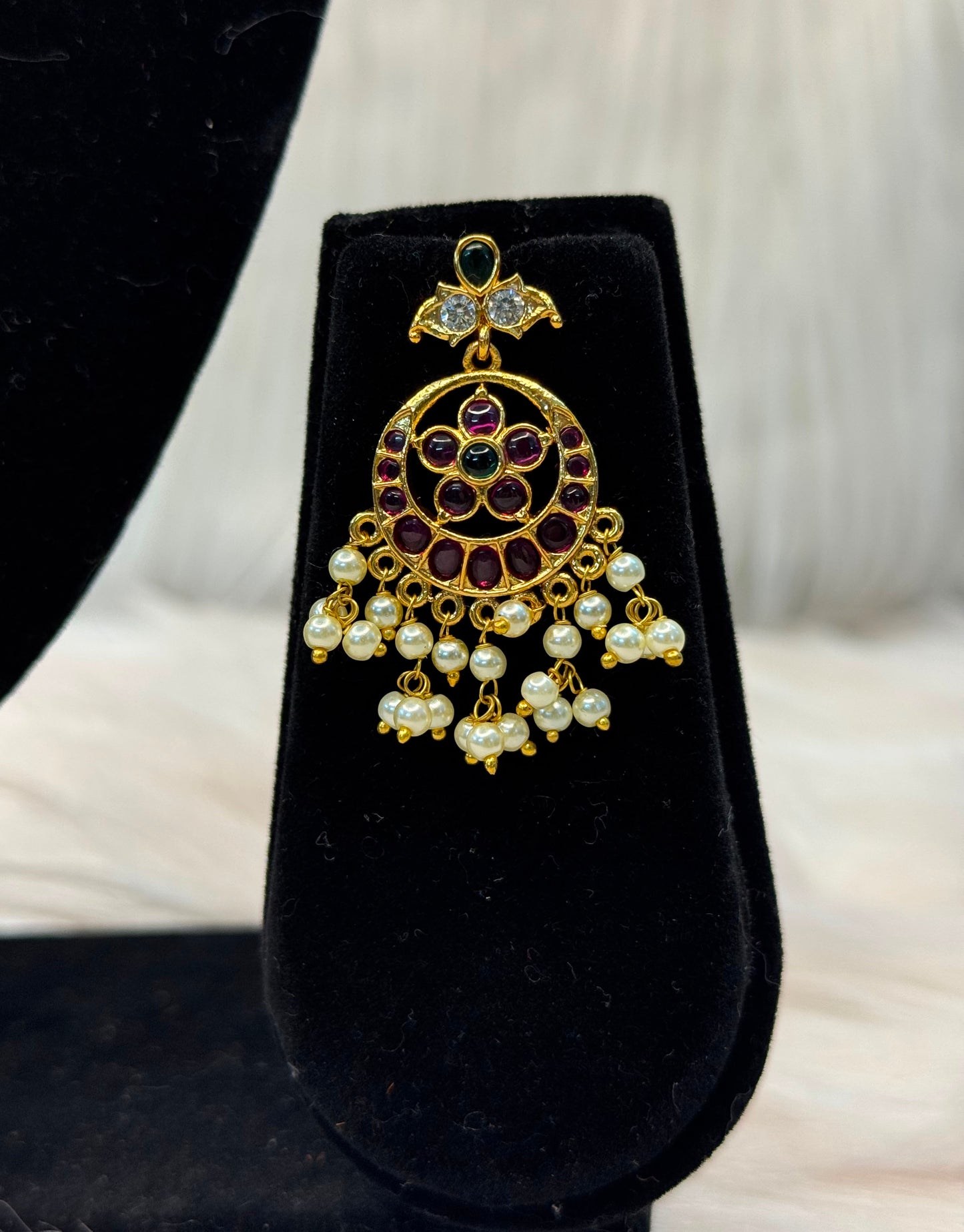 Antique Kemp Stone Pearl Mala Necklace B10 | SSAK054