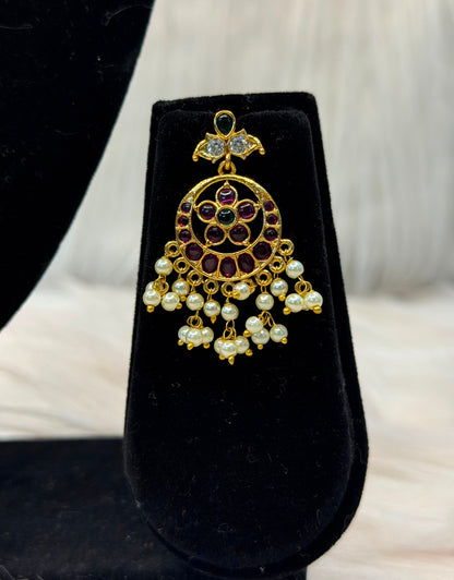 Antique Kemp Stone Pearl Mala Necklace B10 | SSAK054