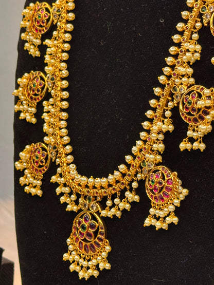 Antique Kemp Stone Pearl Mala Necklace B10 | SSAK054