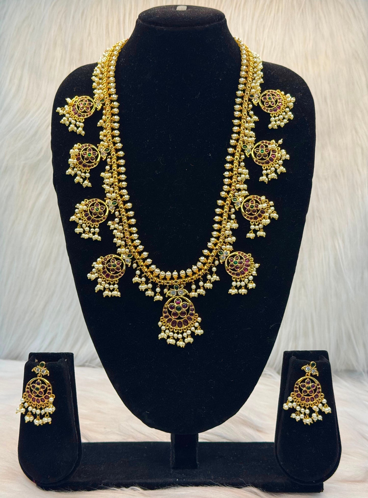 Antique Kemp Stone Pearl Mala Necklace B10 | SSAK054