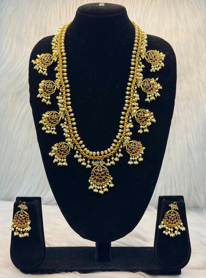 Antique Kemp Stone Pearl Mala Necklace B10 | SSAK054