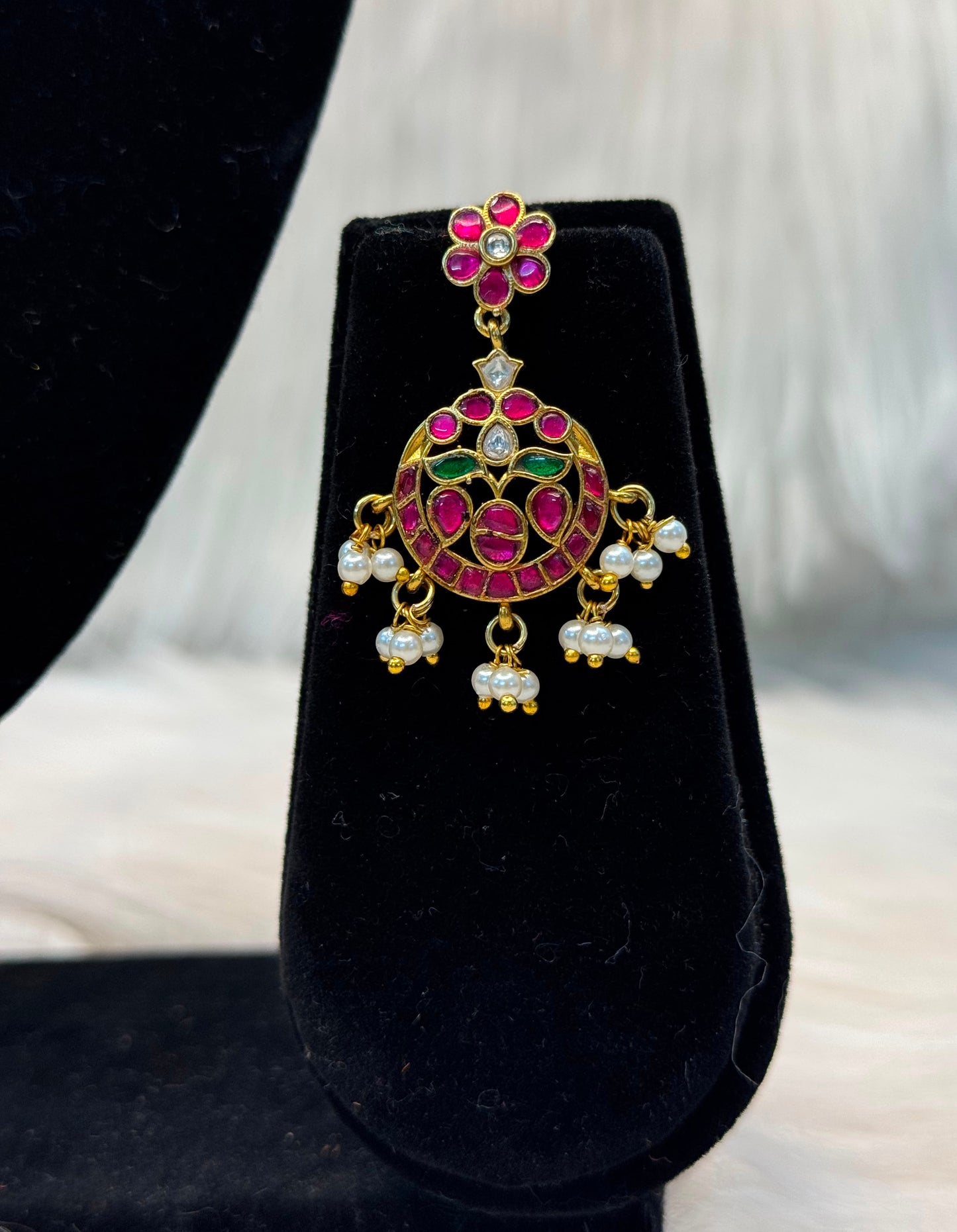 Ruby & Emerald Kemp Stone Floral Necklace B10 | SSRE56