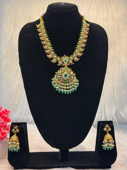 Kemp Stone Peacock-Style Pendant Haram Set B10 | SSKP62