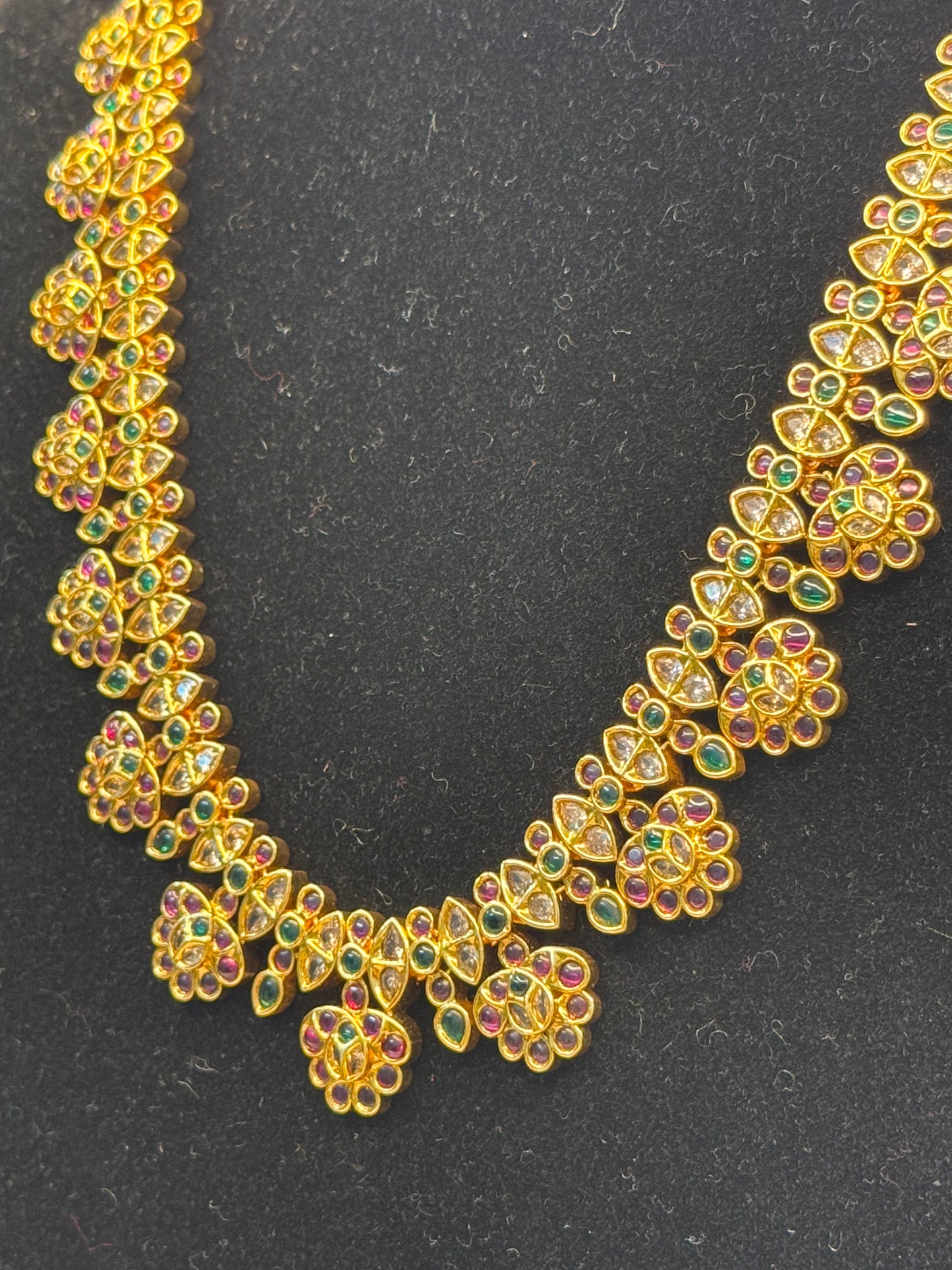 Antique Kemp Floral Haram Set With Emerald & Ruby Stones B10 | SSAF63