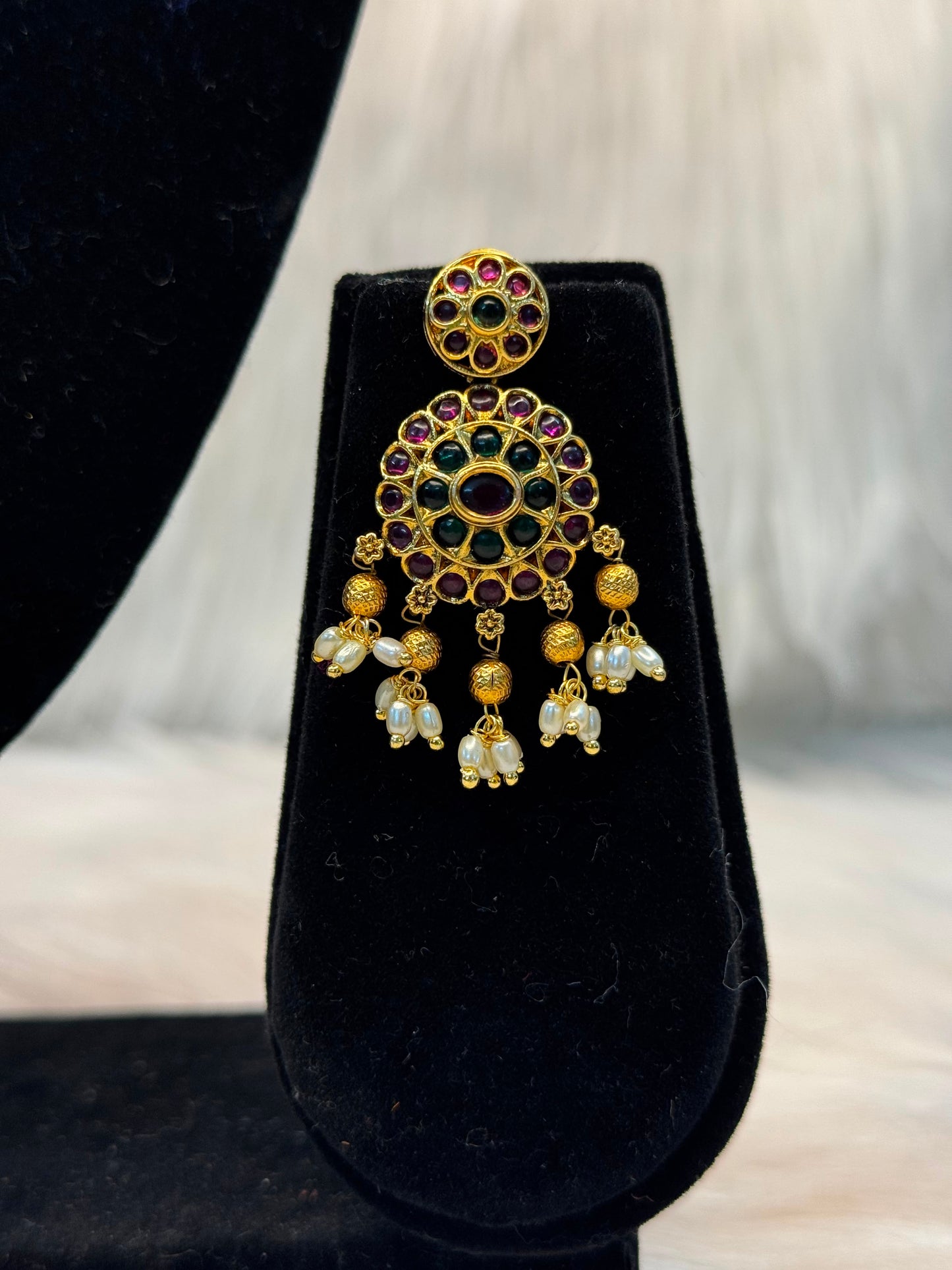 Antique Ruby & Emerald Guttapusalu Necklace Set B10 | SSAR64