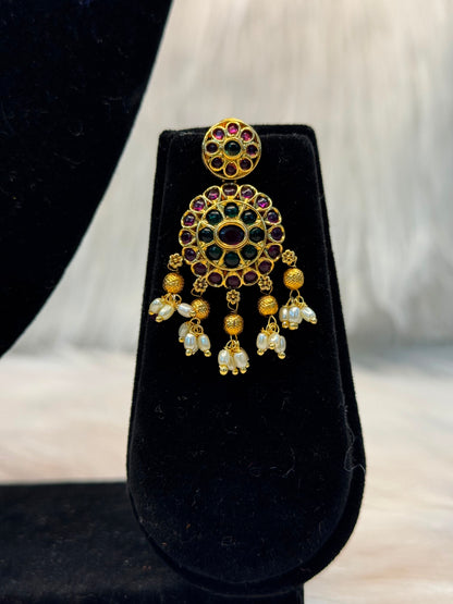 Antique Ruby & Emerald Guttapusalu Necklace Set B10 | SSAR64