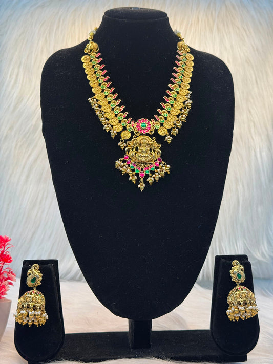 Antique Ruby & Emerald Guttapusalu Necklace Set B10 | SSAG65