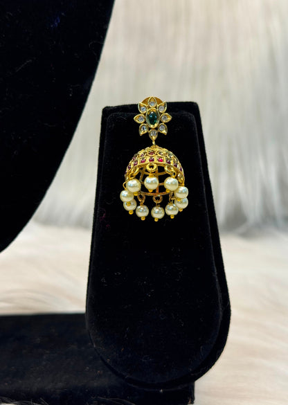 Antique Ruby & Emerald Peacock Long Necklace Set B10 | SSAP66