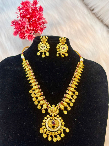 Traditional Kemp Stone Peacock Necklace Set B10 | SSTK68