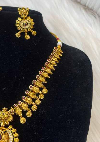 Traditional Kemp Stone Peacock Necklace Set B10 | SSTK68