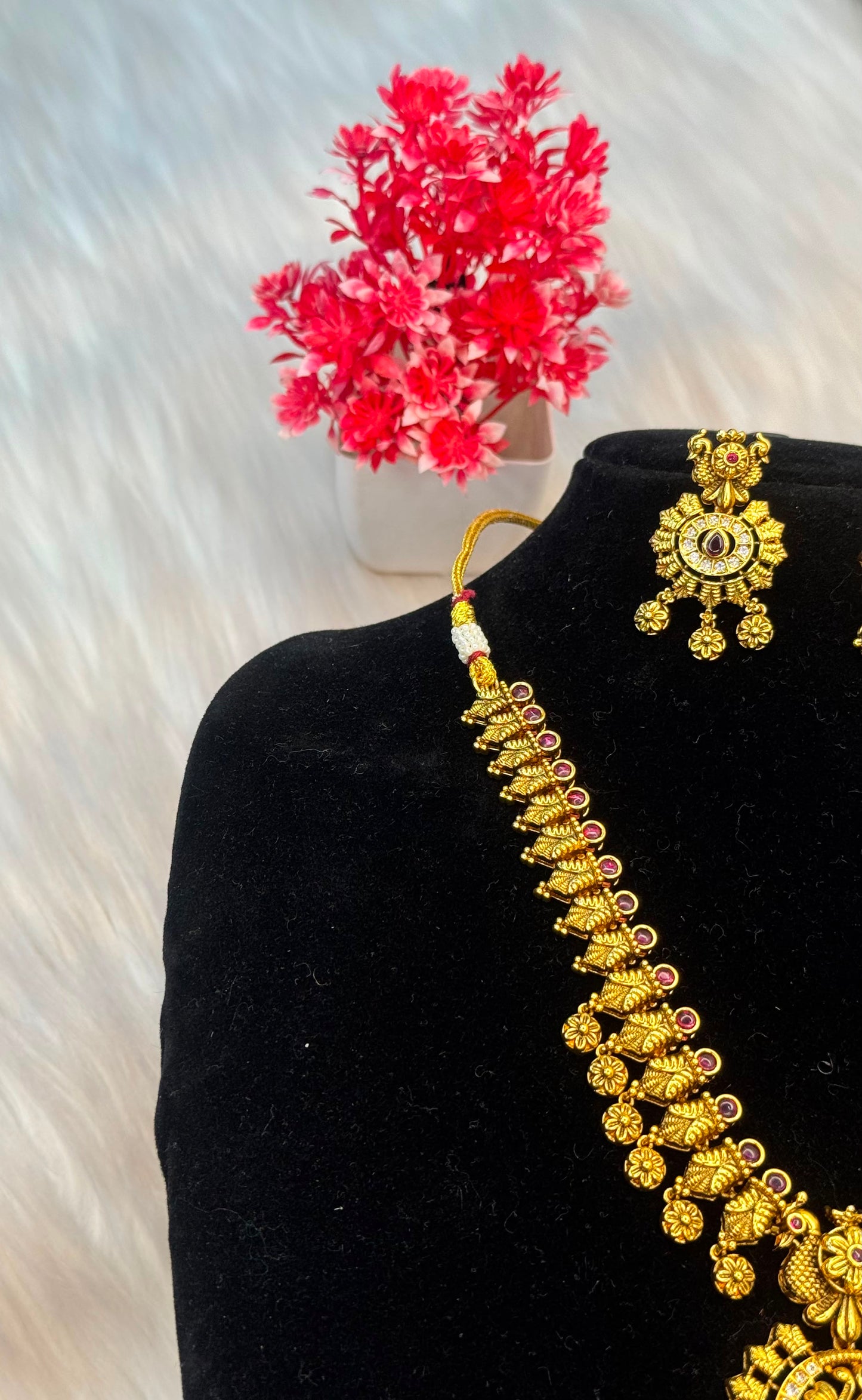 Traditional Kemp Stone Peacock Necklace Set B10 | SSTK68