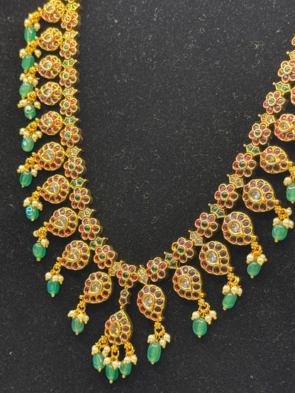 Floral Paisley Ruby & Emerald Necklace Set B10 | SSFP74