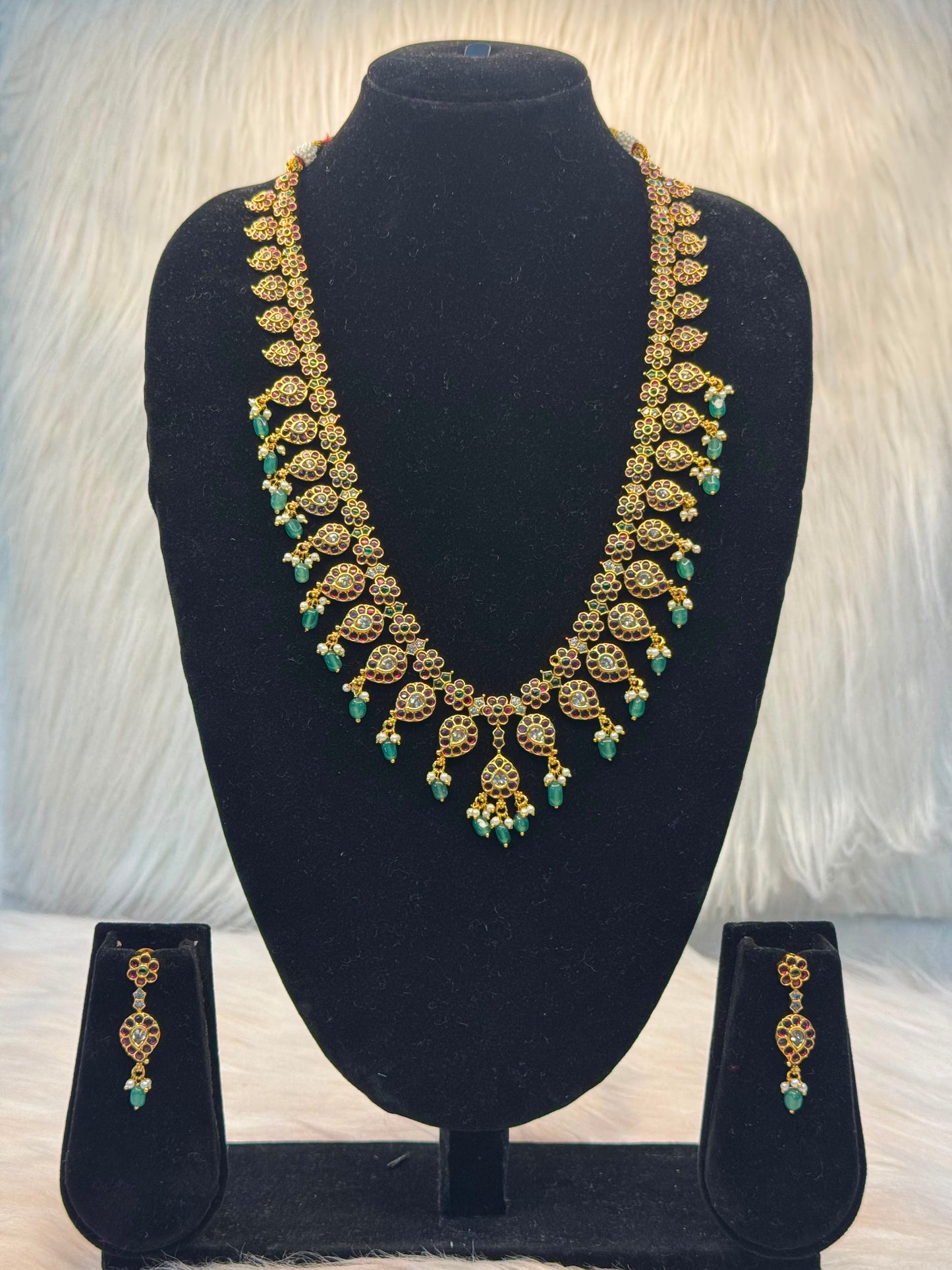 Floral Paisley Ruby & Emerald Necklace Set B10 | SSFP74