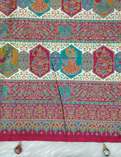 Jaipuri Ivory Silk Saree | SSJS413