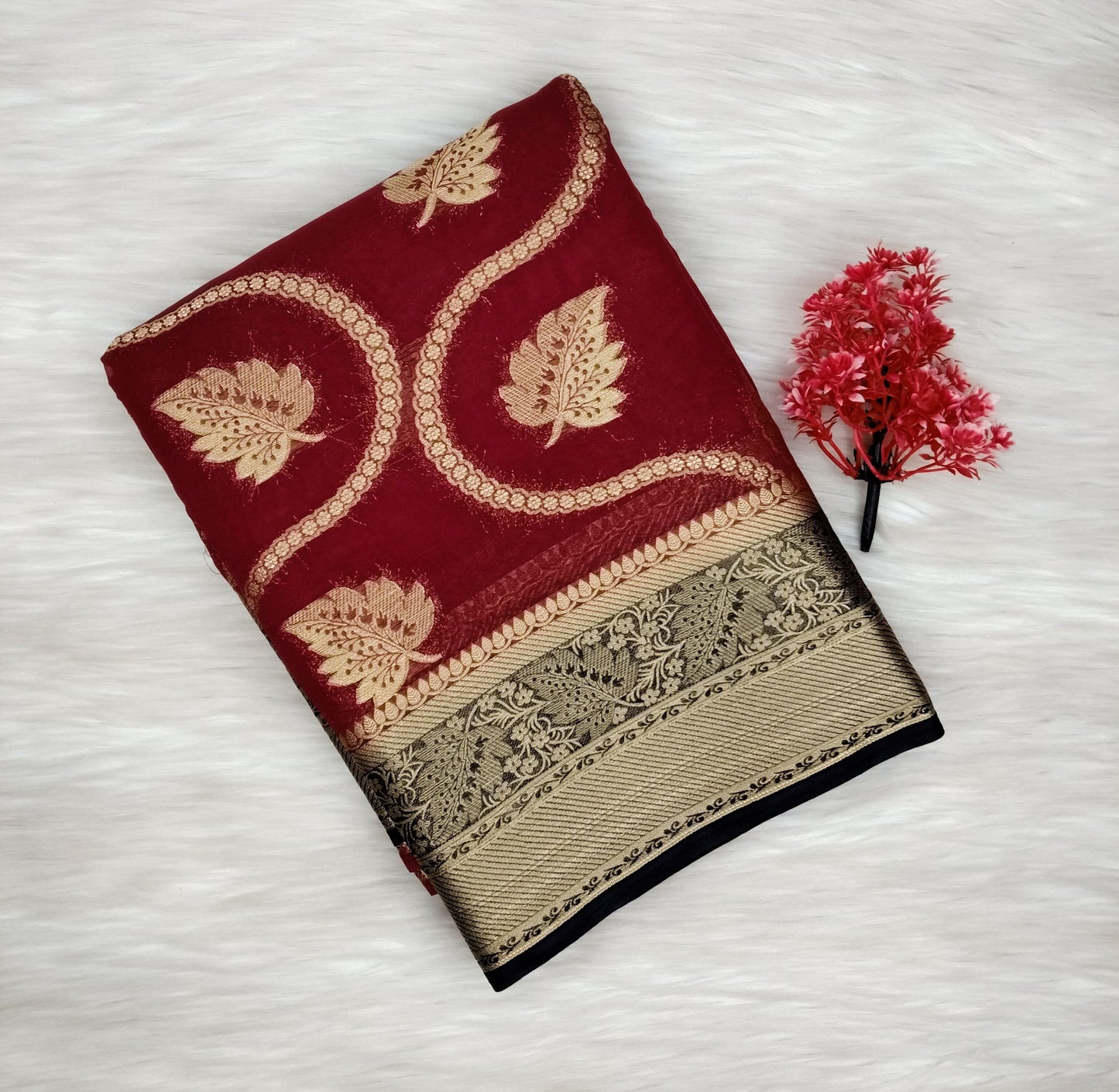 Georgette Contrast Saree | SSGS422