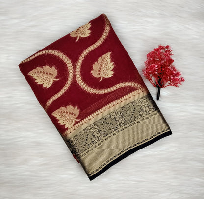 Georgette Contrast Saree | SSGS422