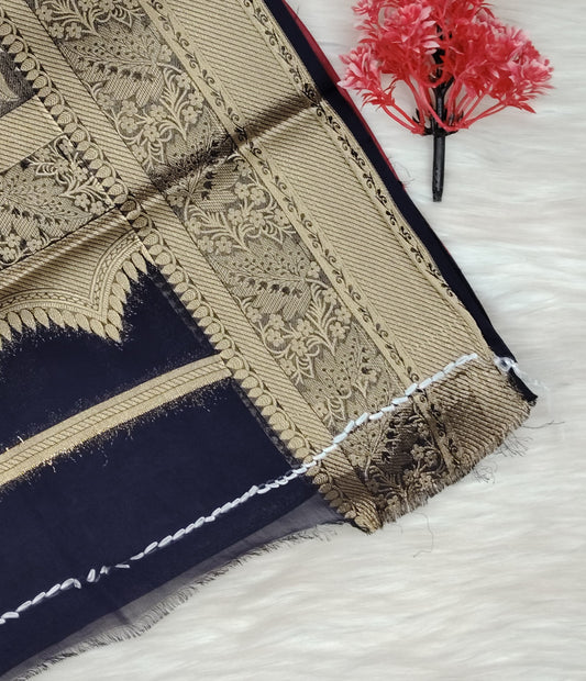 Georgette Contrast Saree | SSGS422