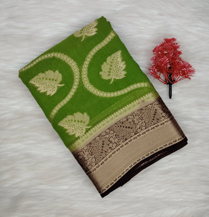 Georgette Contrast Saree | SSGS422
