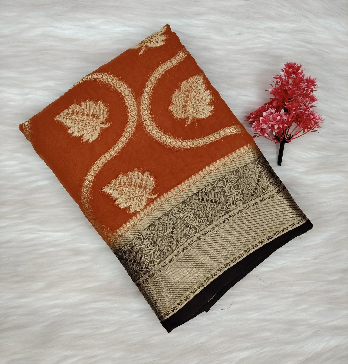 Georgette Contrast Saree | SSGS422