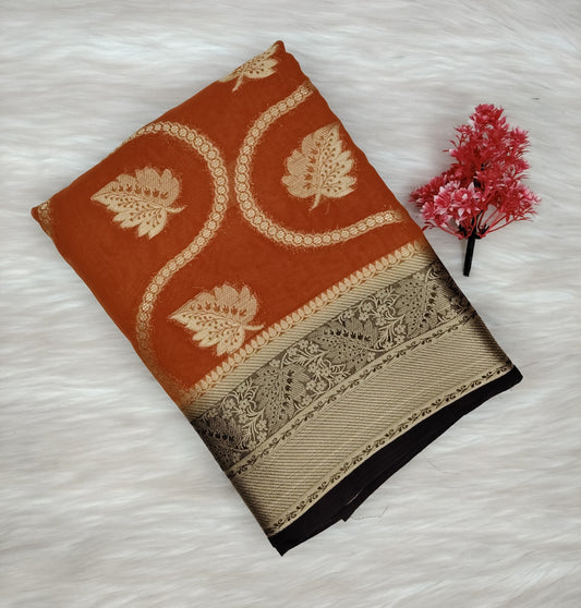 Georgette Contrast Saree | SSGS422