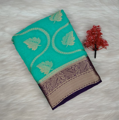 Georgette Contrast Saree | SSGS422
