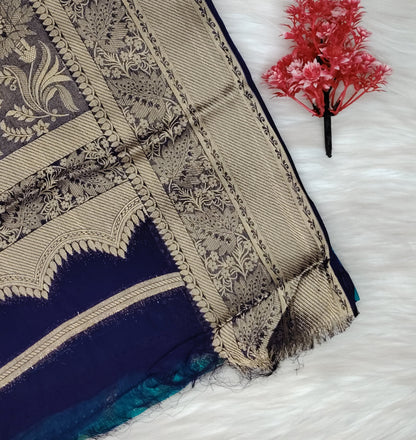 Georgette Contrast Saree | SSGS422