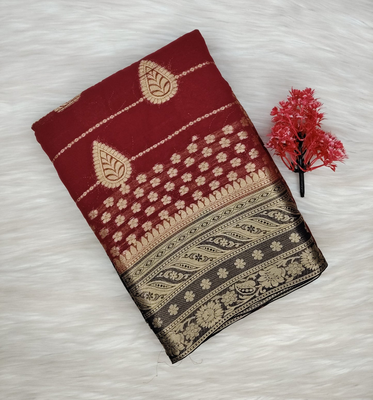 Georgette Contrast Saree | SSGS422