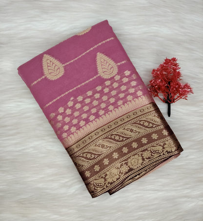 Georgette Contrast Saree | SSGS422