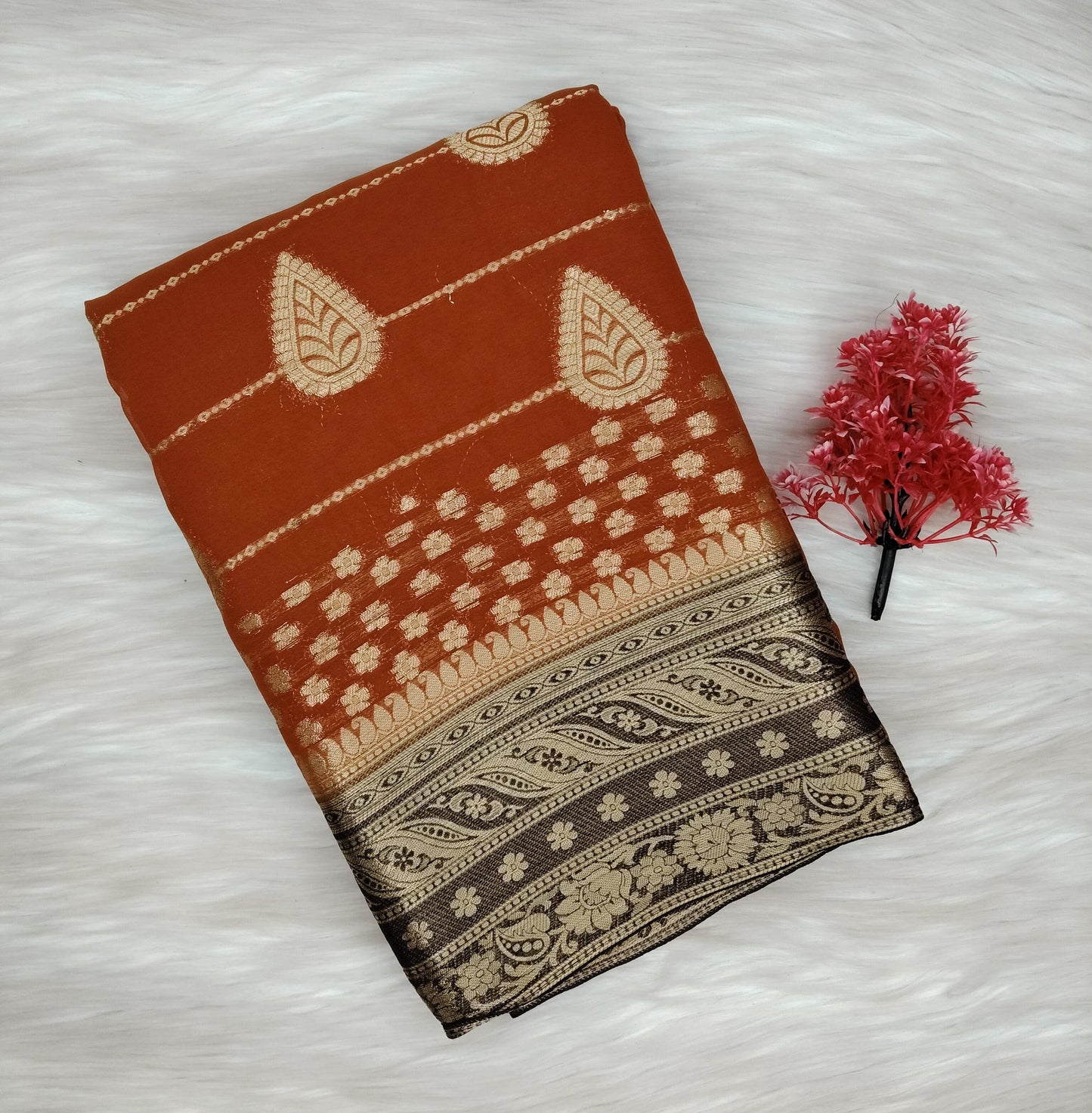Georgette Contrast Saree | SSGS422