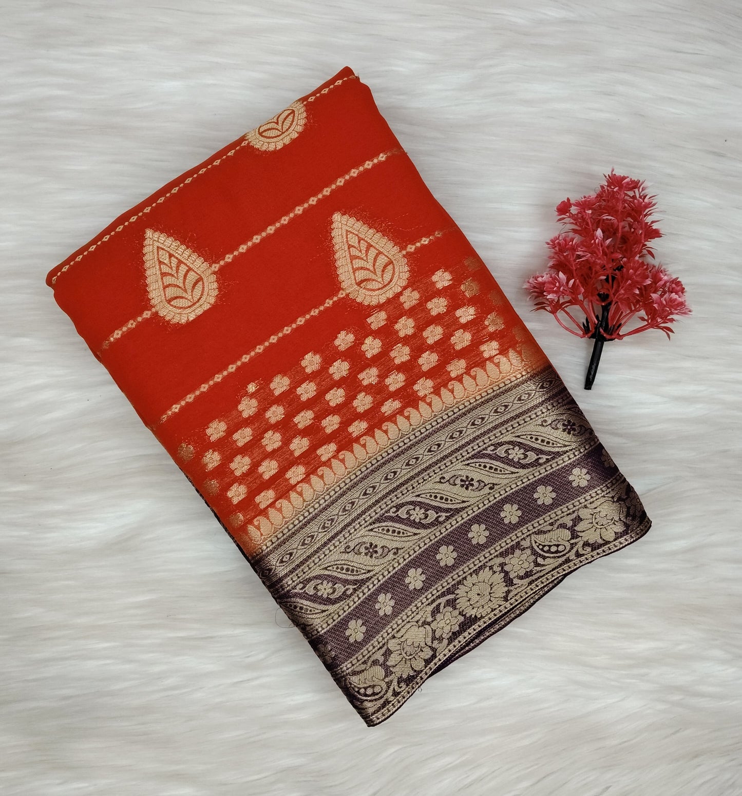 Georgette Contrast Saree | SSGS422
