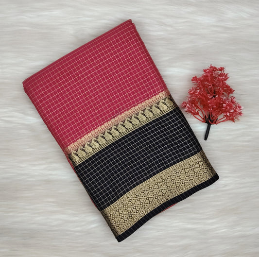 Grape Georgette Contrast Saree | SSGG424