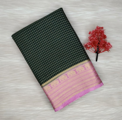 Grape Georgette Contrast Saree | SSGG424