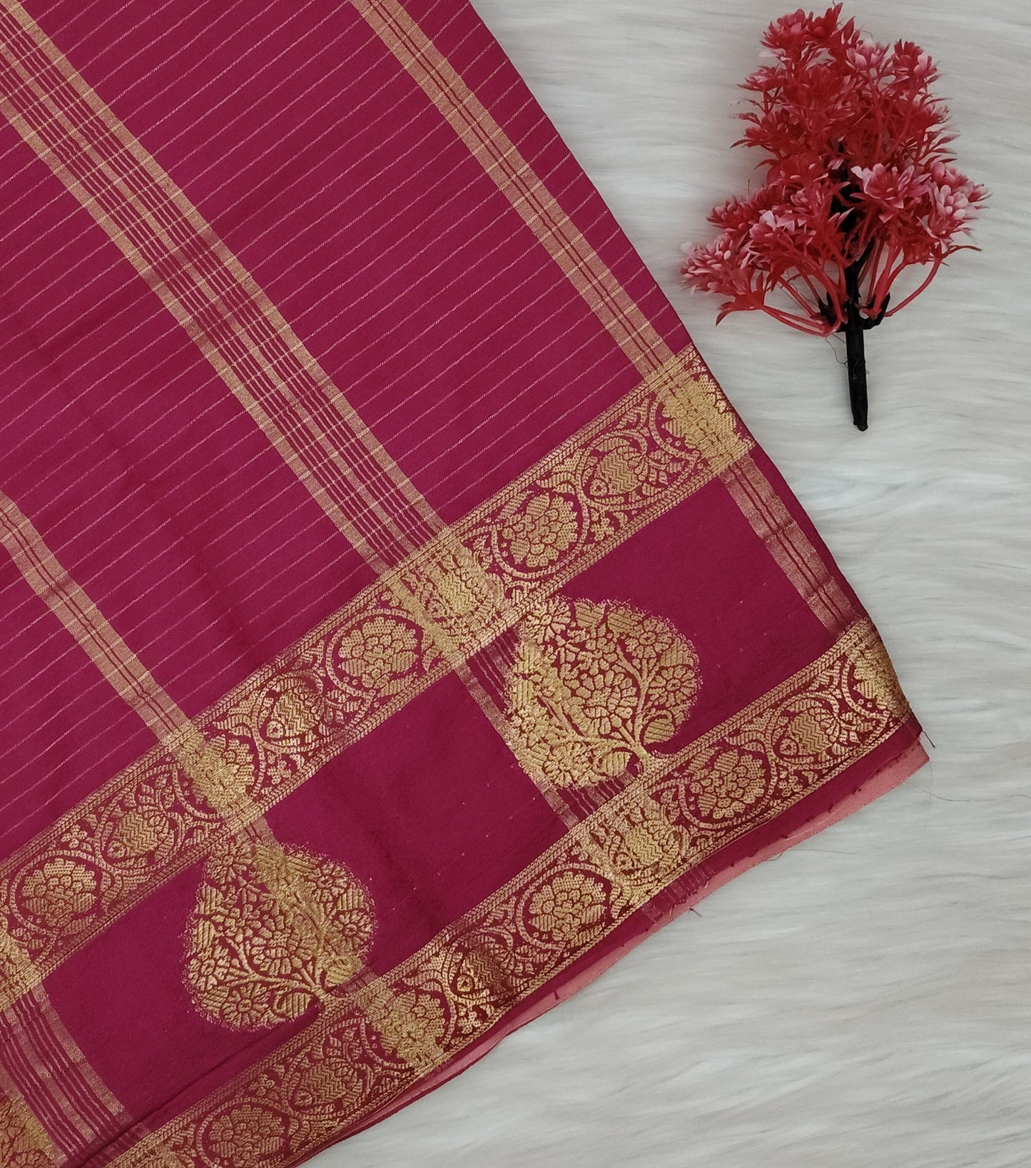 Georgette Contrast Saree | SSGS422