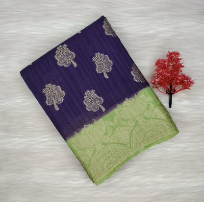 Grape Georgette Contrast Saree | SSGG424