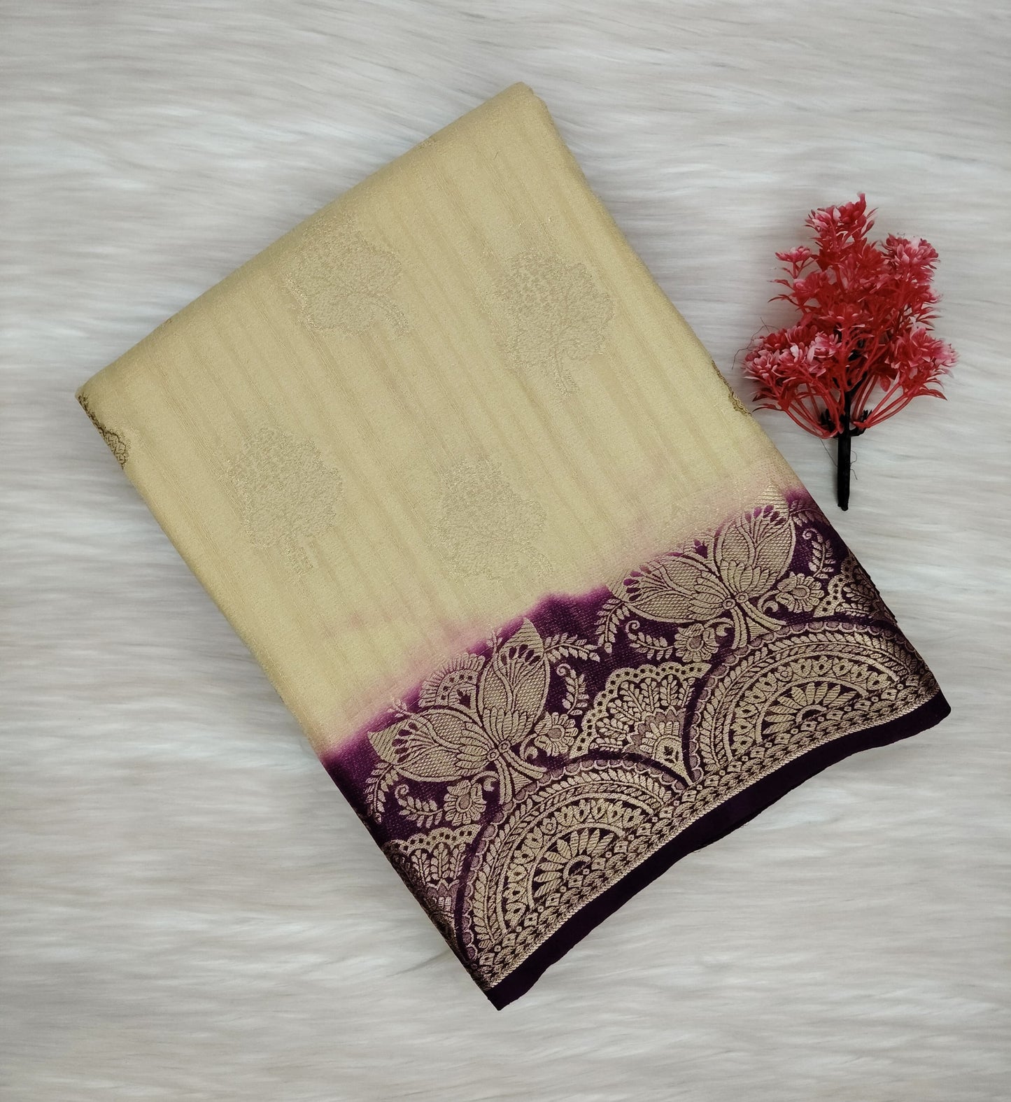 Grape Georgette Contrast Saree | SSGG424